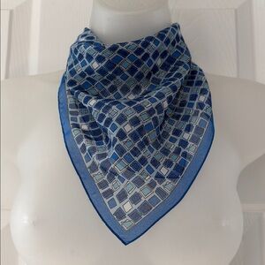 VTG Elegant Blue Geometric Square  Scarf Bandana made in Italy